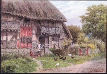 Altes Cottage, Bignor, Sussex, aus The Cottages and the Village Life of Rural England, veröffentlicht von Dent & Sons Limited, 1912